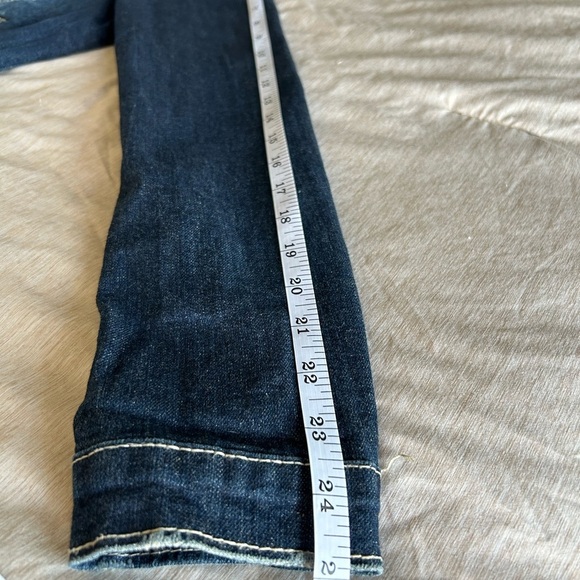 Vanity Dark Blue Distressed Denim Cropped Button Up Small Jean Jacket for Women - Picture 10 of 10